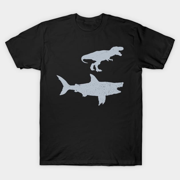 Megalodon Shark T-Rex Dinosaur Prehistoric T-Shirt by Anassein.os